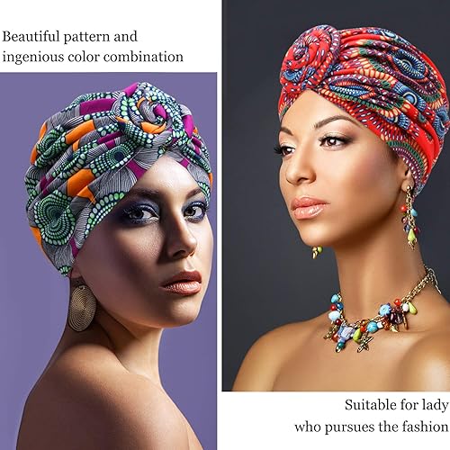 Miniatura 3 de 6 diademas para mujeres negras, turbantes africanos para mujeres, nudo de flores, gorro preatado