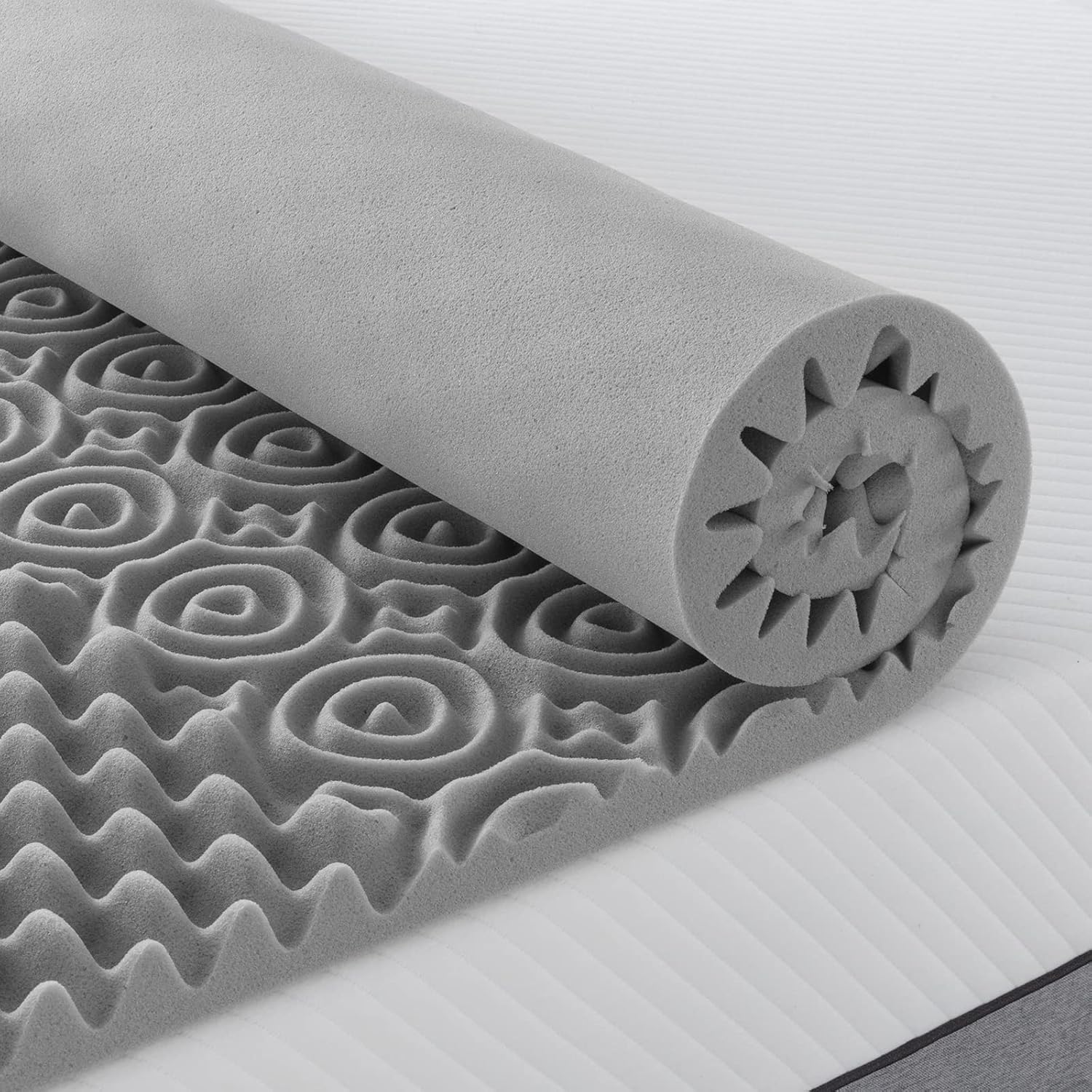 BedStory Mattress Topper Queen, 2 Inch 7 Zones Memory Foam Topper with