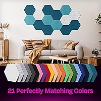 Vista 5 de Paneles acústicos de alta densidad para amortiguar sonidos, forma hexagonal, paquete de 12 unidades de 14" x 12.1" x 0.4", color turquesa océano