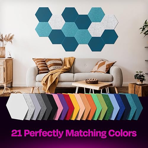 Miniatura 5 de Paneles acústicos, paquete de 12 paneles insonorizantes para pared, 14 x 12.1 x 2564 de pulgada, paneles para amortiguación del sonido de alta