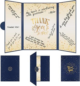 Vlipoeasn Thank You Card Guest Book Alternative, Blue and Gold
