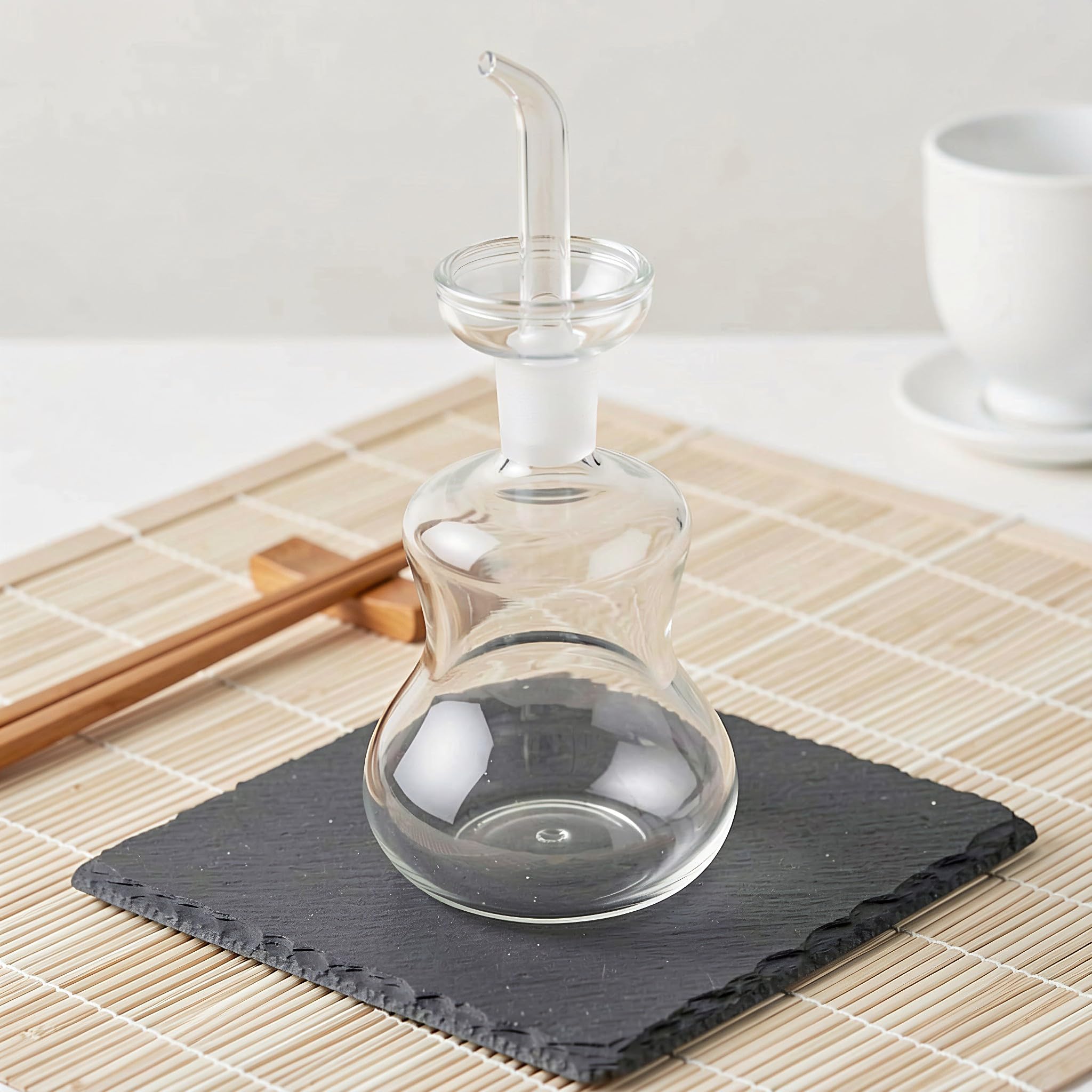 Zerodeko Botella de vidrio para aceite de oliva con dosificador, jarra para | Dispensador de vinagre doméstico para ensaladas y salsas, aceitera para salsa de soja, botella compacta para aderezos de