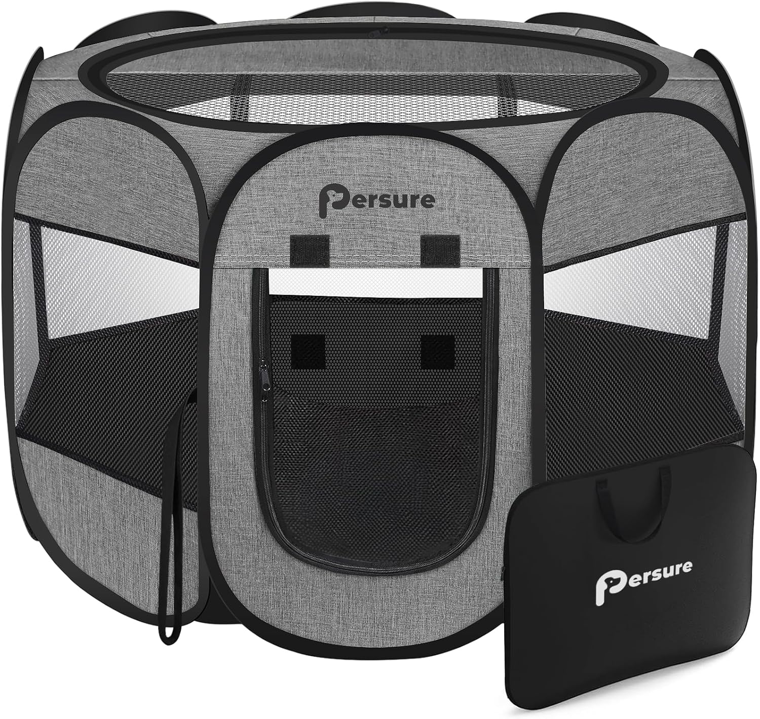 Dog Cat Playpen Indoor Outdoor for Puppy Pet Dog Cat Recovery After Surgery, Dogs Tent Crates Cage Indoor/Outdoor, Portable Pop Up Dog Kennel with Carrying Case for Travel (Premium Grey, Small)