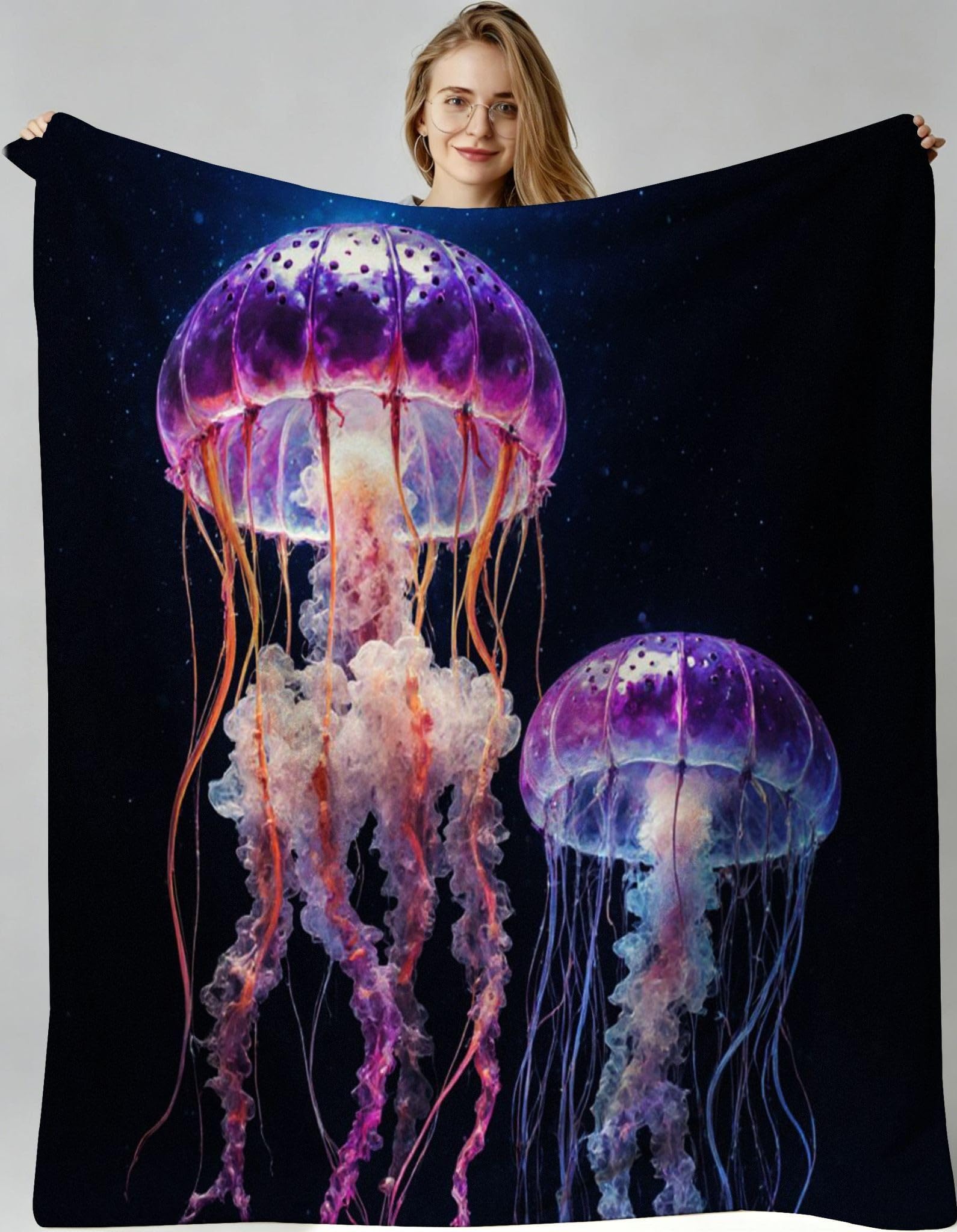 Couverture lit 2 personnes chaude et légère en microfibre peluche violette