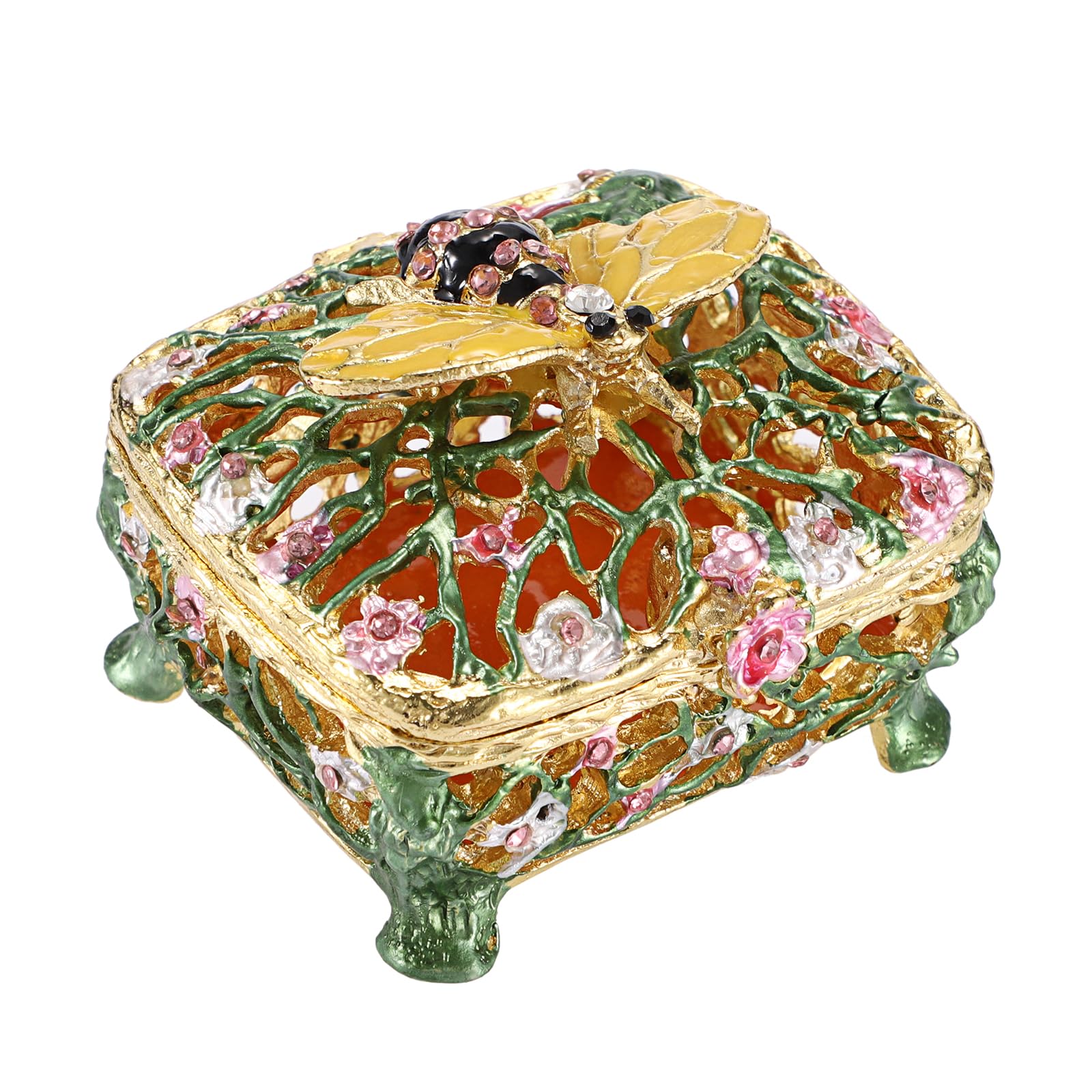 Boîte à bijoux émaillée et peinte à la main, écrin décoratif raffiné