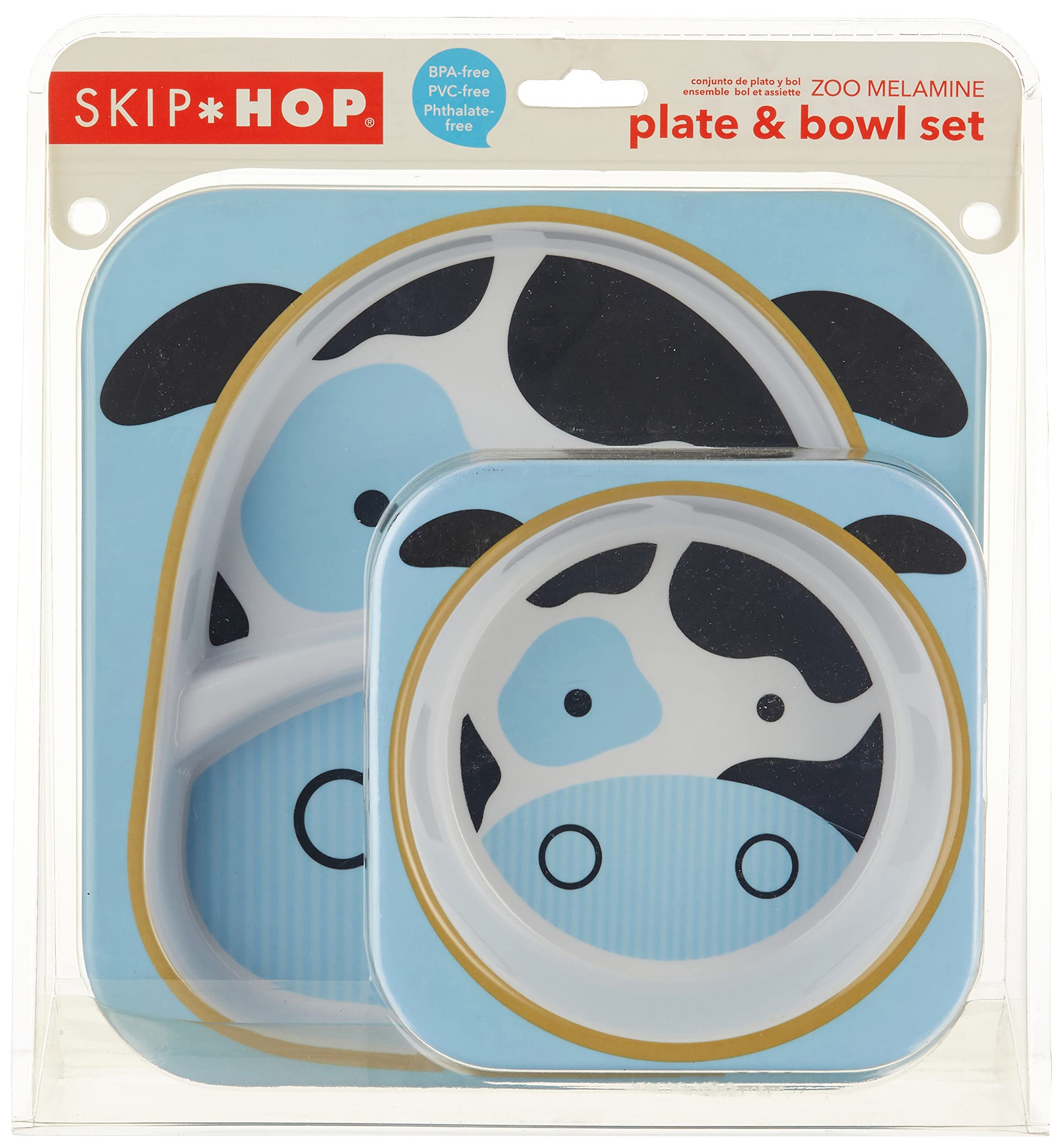 Skip HopZoo Melamine Plate and Bowl Set - Cow (Multicolor)