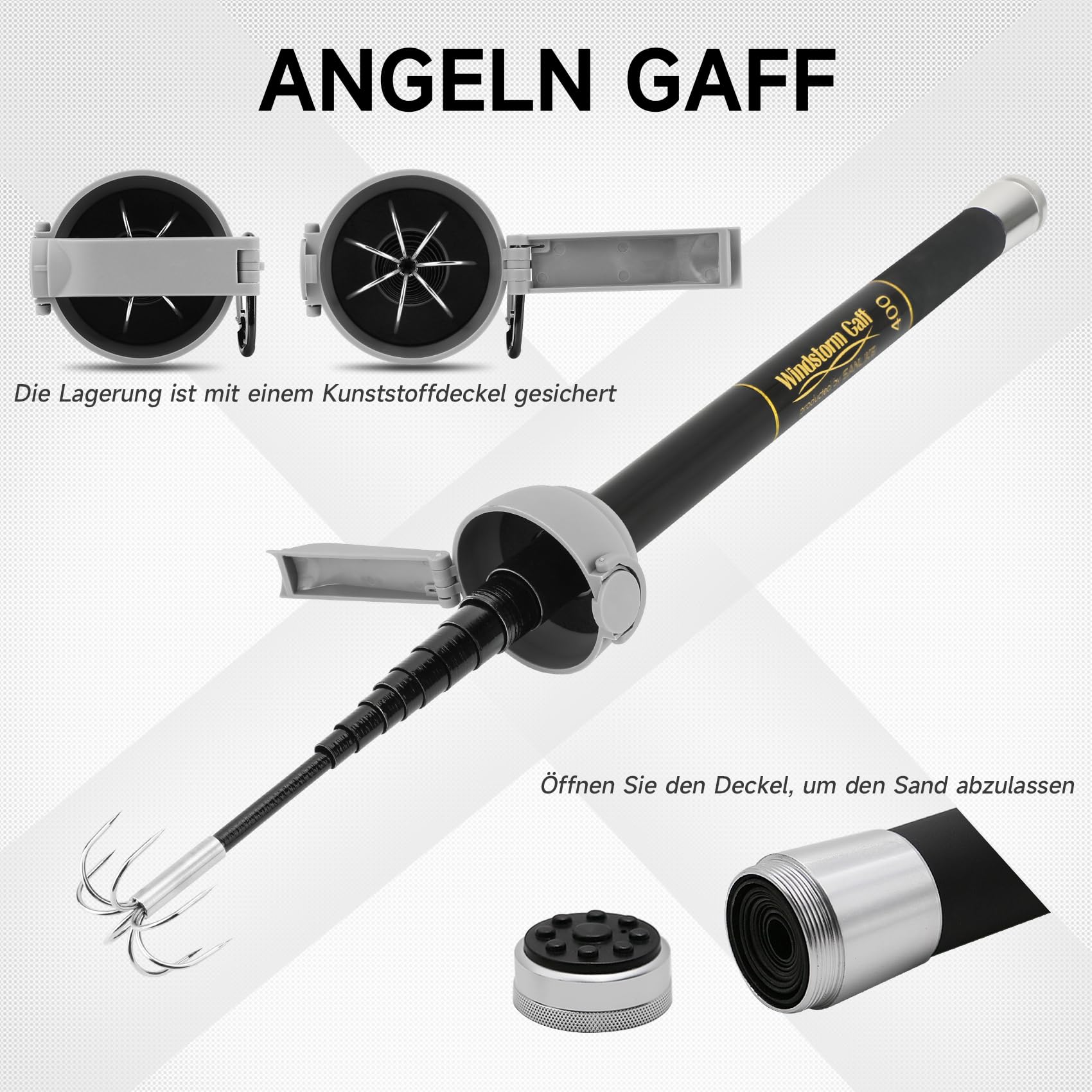 KOMCLUB Fisch-Gaff-Haken, Werkzeugzubehör, robuster Gaff, Eisfischer-Gaff, Squid Teleskop-Gaff für Offshore Bootfahren Felsen Angeln