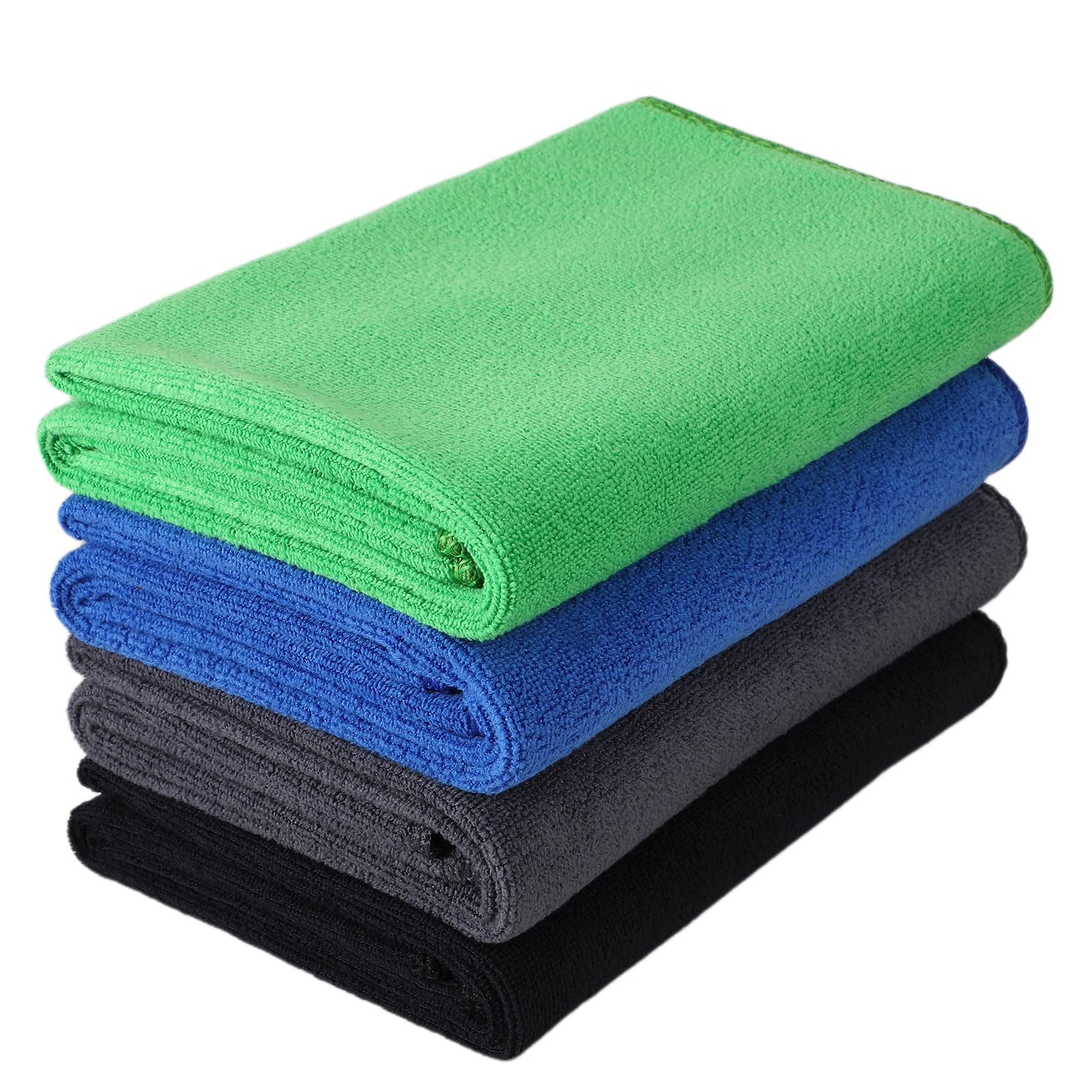 Meng Jiaran Gym Towels, 4 Pack 35 x 75cm Microfibre Sports Towels, Fast Drying & Absorbent Workout Sweat Towel for Gym Yoga Fitness Travel Camping-Black Grey Blue Green