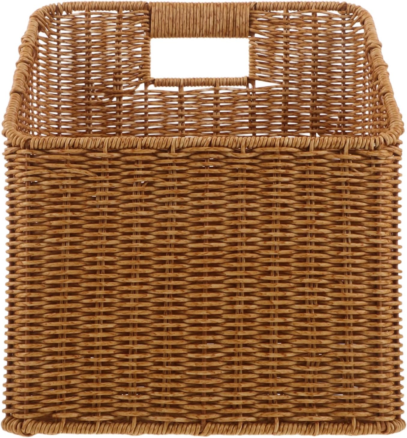 Wicker Hanging Wall Basket Magazine Holder with Pe and Metal Materials, Space-saving and Multi-functional Storage Organizer for Bathroom and Living Room, Rustic and Modern Style