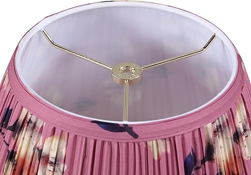 Miniatura 4 de Aspen Creative 33173, pantalla de araña de transición imperio rígido, diseño de hongos plisados de color rosa con estampado floral amarillo, parte