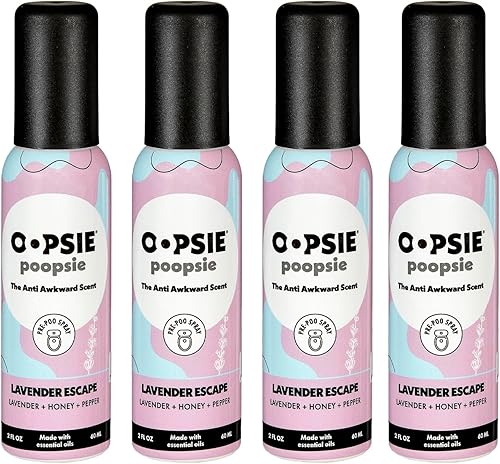 Miniatura 11 de Oopsie Poopsie Spray Pre Poop – Paquete de 4 aerosoles naturales para inodoros para baños, atrapa olores y elimina la vergüenza, 2 onzas