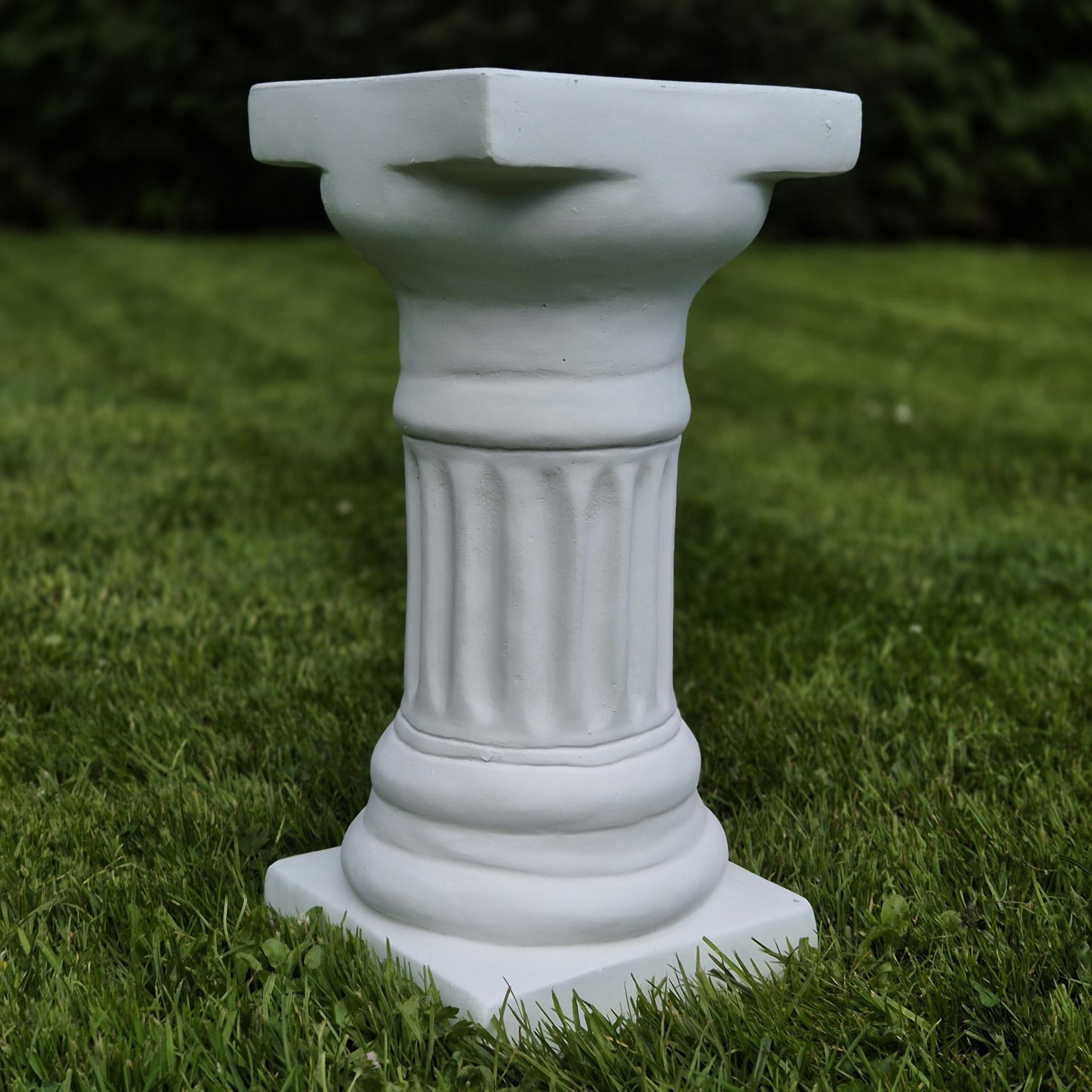 FABRIQ Doriische Colonne en pierre, blanche, hauteur 39 cm, surface au sol 18 x 18 cm, décoration de jardin, colonne de plantes, socle résistant aux intempéries