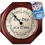 Classic Day of The Week Wall Clock with Solid Wood Frame – Calendar Day Clock – Ideal Retirement Gift for Men & Women – Oak, 10"
