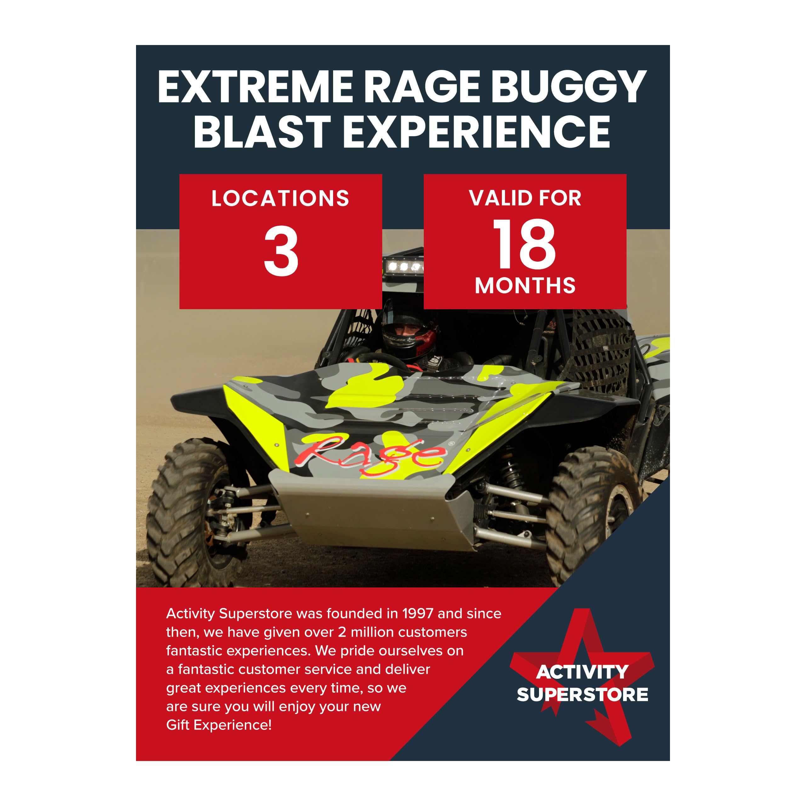 Activity Superstore Extreme Rage Buggy Blast Gift Experience Voucher, 18-month Validity, Experience Days, Driving Gifts, Off Road Driving, Birthday Gifts