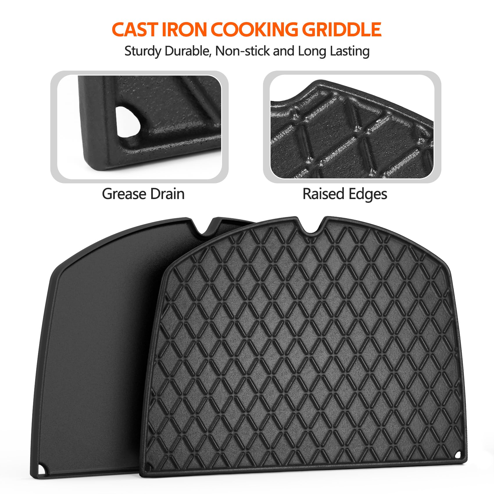 Onlyfire Plaque de Cuisson Réversible Fonte pour Weber Q300 Q320 Q3000 Q3100 Q3200 Remplacement 6506