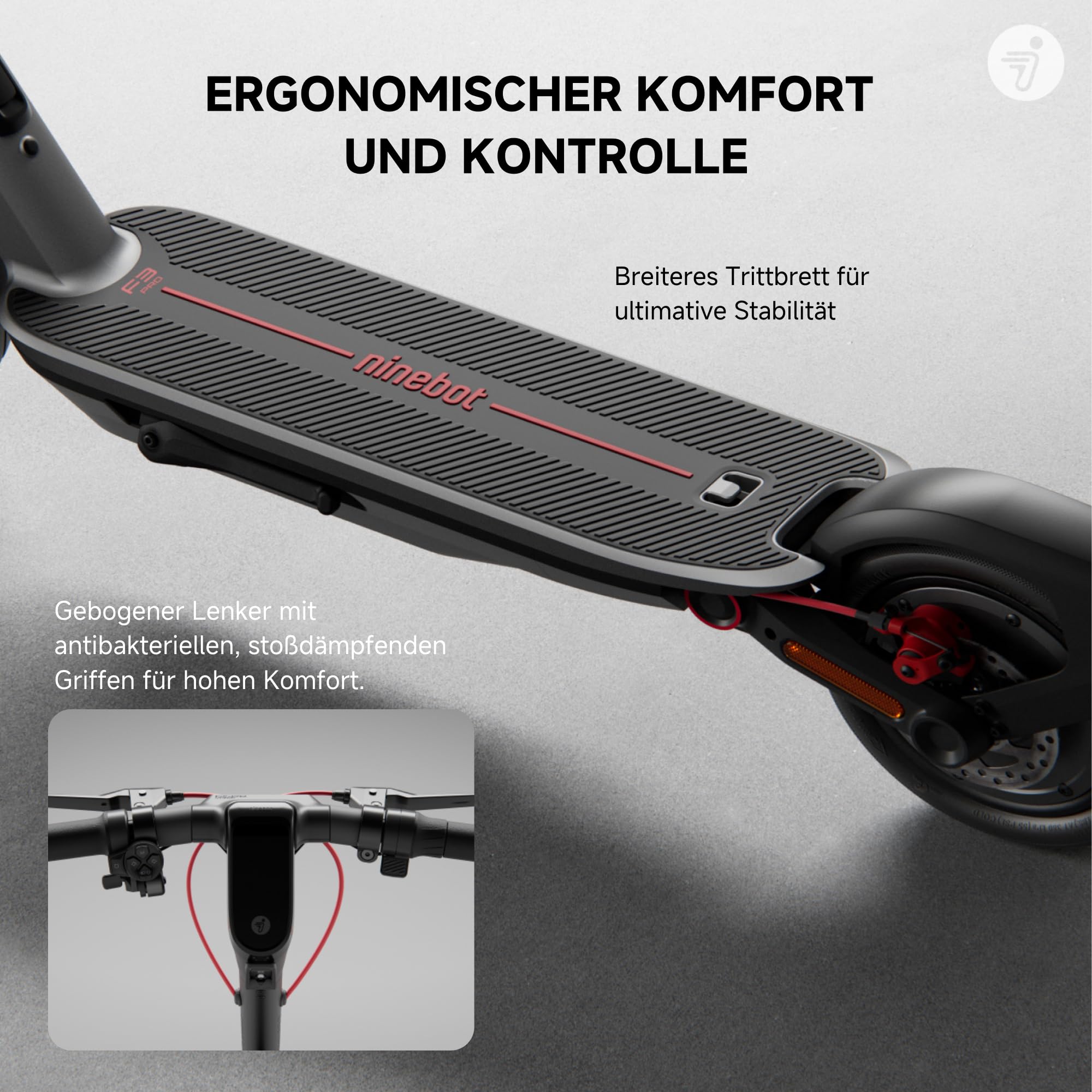 Segway-Ninebot F3 Pro D, E-Scooter mit Straßenzulassung für Erwachsene, 70km Reichweite im Eco-Modus, 120kg Tragfähigkeit, doppelte hydraulische Federung, Smart Display