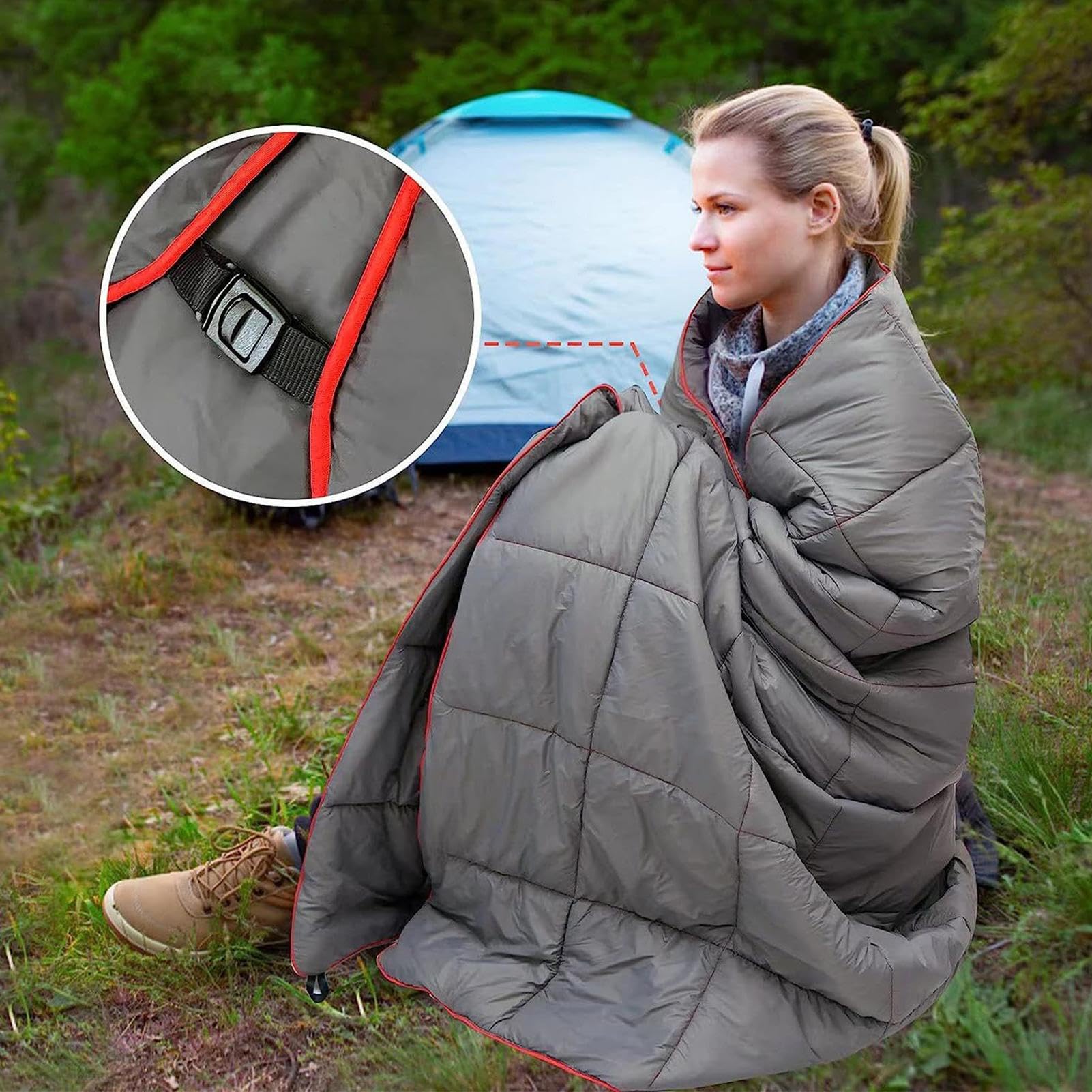 Couette en Duvet légère - Couverture de Camping imperméable, Douce | chaude et portable, doudou - Jeté d'extérieur compact | pour la randonnée, la randonnée en sac à dos en toute saison |