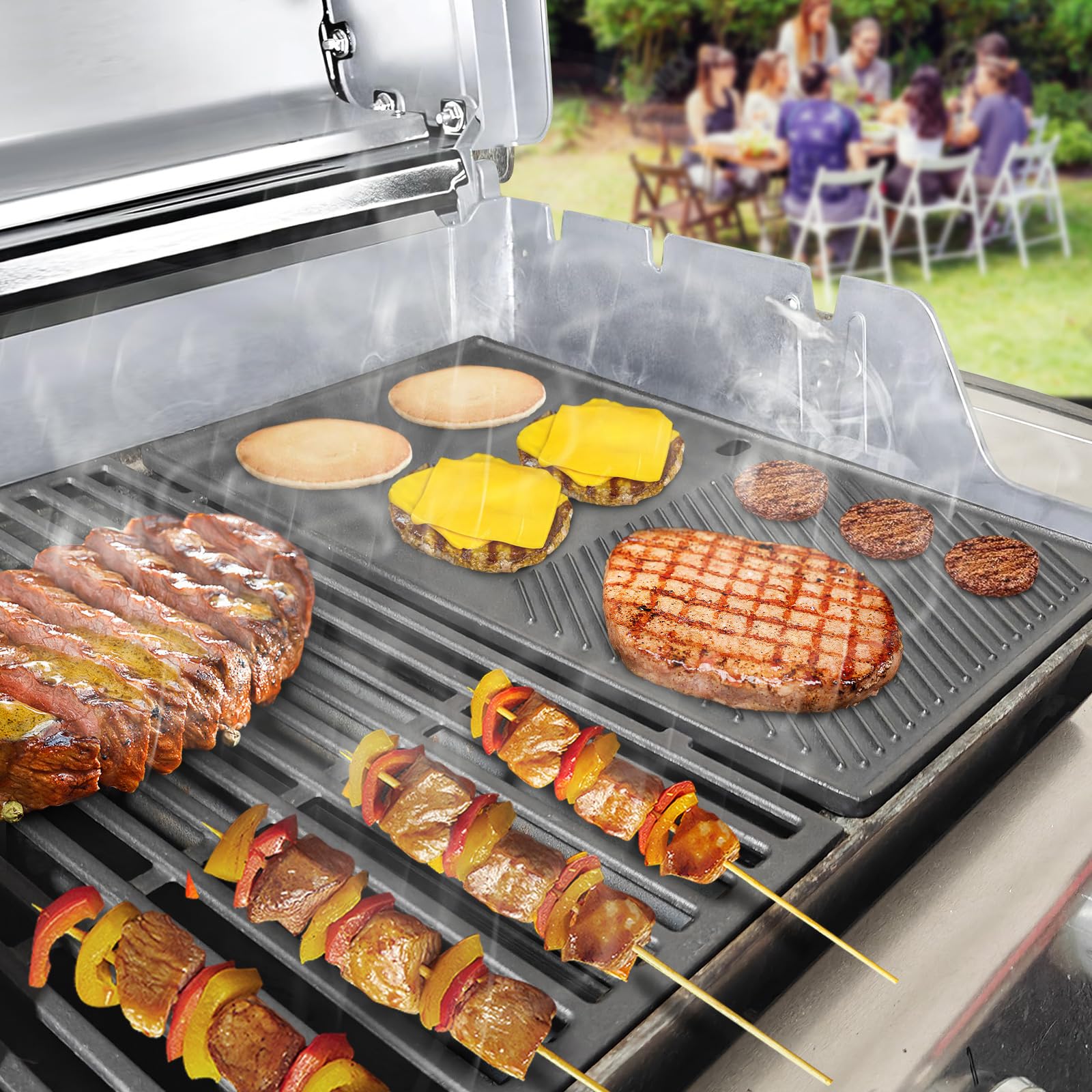 GFTIME Plaque de gril en fonte de 49,5 cm et grille de gril pour Weber Genesis E-310/320/330, S-310/320/330, EP-310/320/330, CEP-310/320/330 Barbecue à gaz (2007-2016), pièce de rechange pour Weber