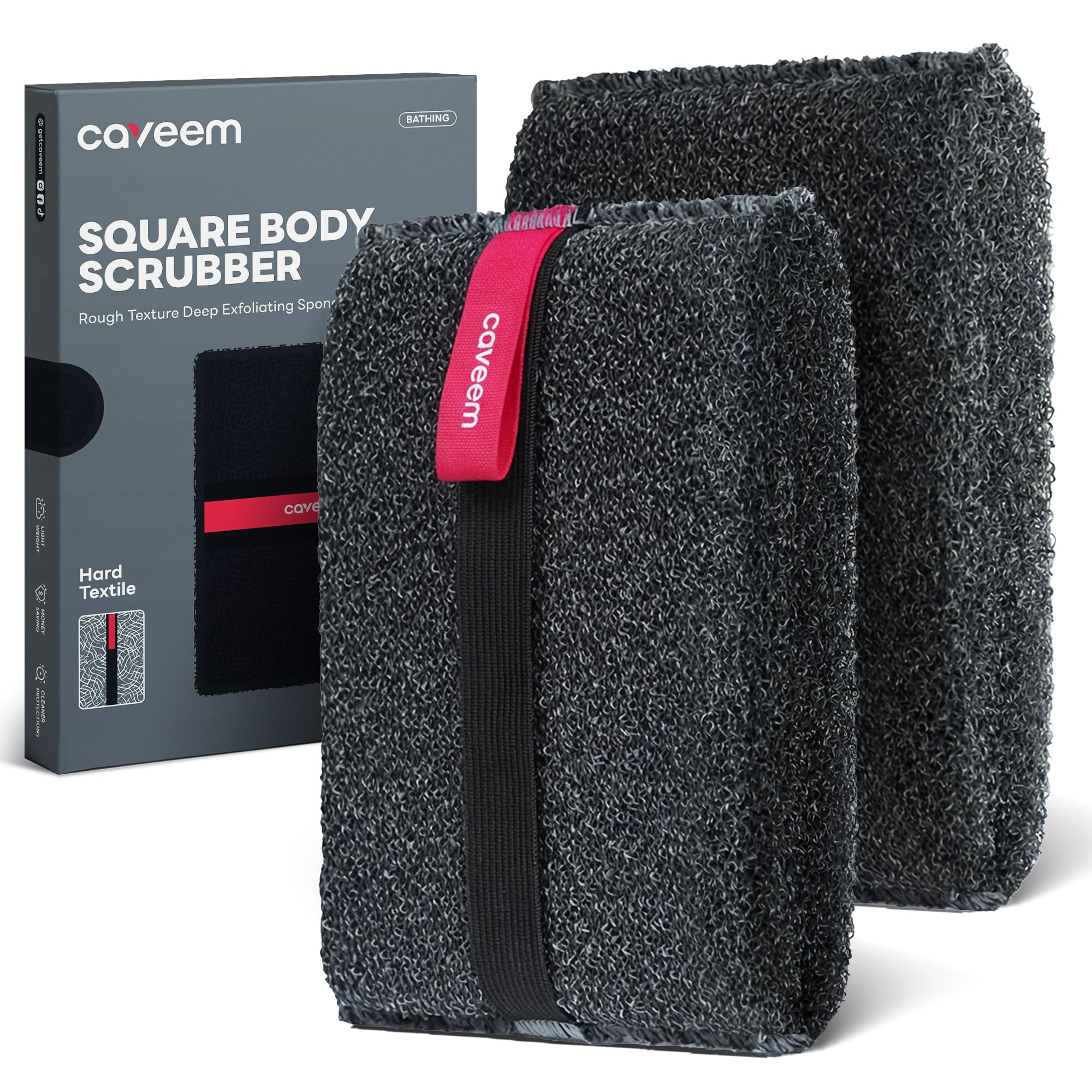 CAVEEM Esponja Exfoliante Corporal Doble Cara, Paquete de 2 Gris Oscuro