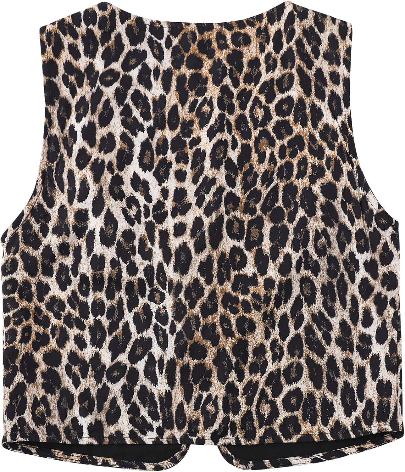 SOFIA'S CHOICE Leopard Print Tie Front Sleeveless Vest Cropped Going Out Outerwear - Image 2