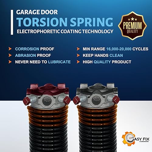 Miniatura 5 de Resortes de torsión para puerta de garaje de alta calidad, par (alambre de 0.273 pulgadas de profundidad x 2 pulgadas de profundidad x 36 pulgadas