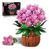 Flowers Botanical Kalanchoe Bonsai Building Set - 901PCS Artificial Potted Plants for Home Office Décor, Pink Flower Building Blocks Display Craft Toy Birthday for Adults Teens