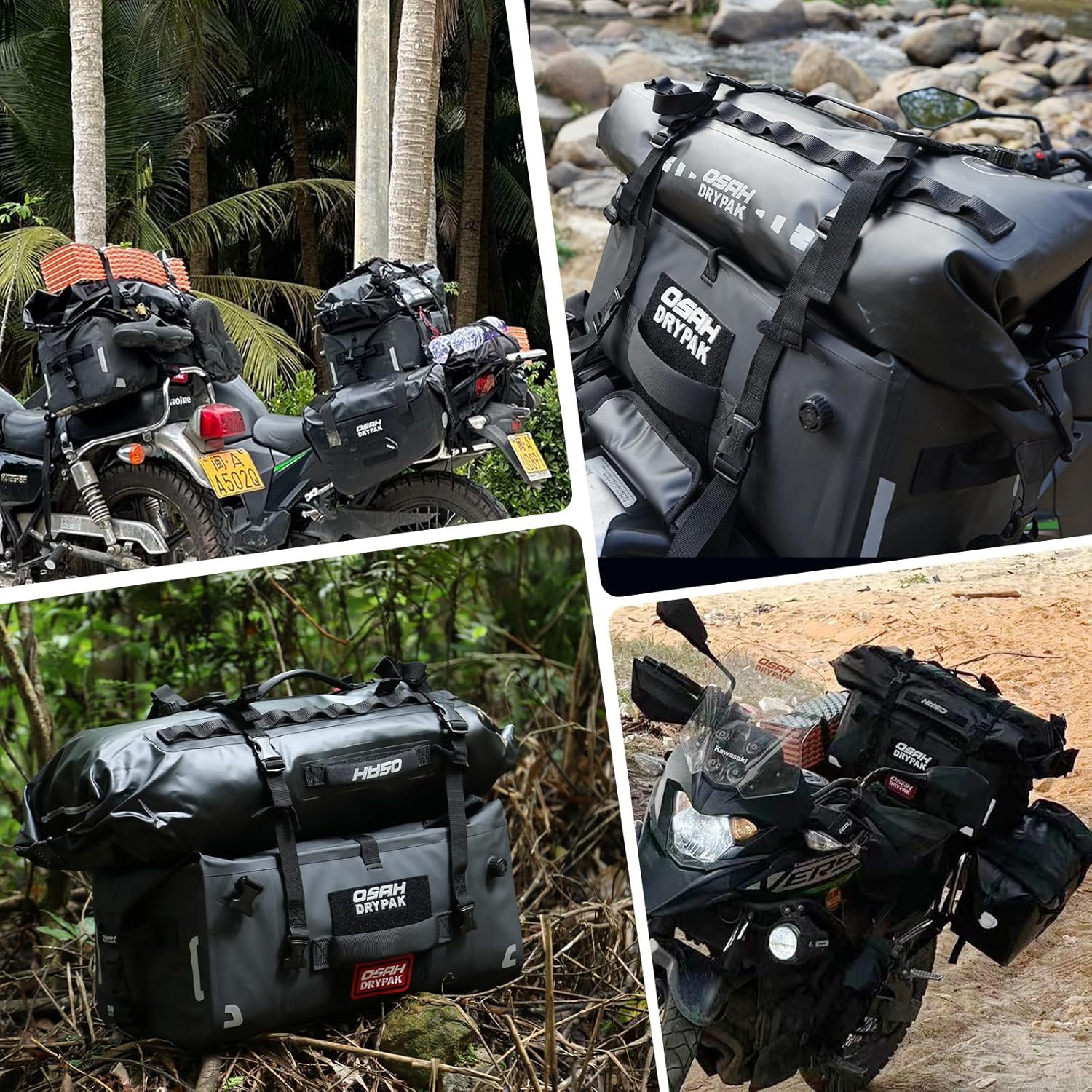 Waterproof Duffel& Luggage Bag - Motorcycle Dry Bag Tail Saddle Bags with Roll Top Closure,Large Storage Space,for Camping, Kayaking, Fishing & Traveling(Green, 20L) - Image 5