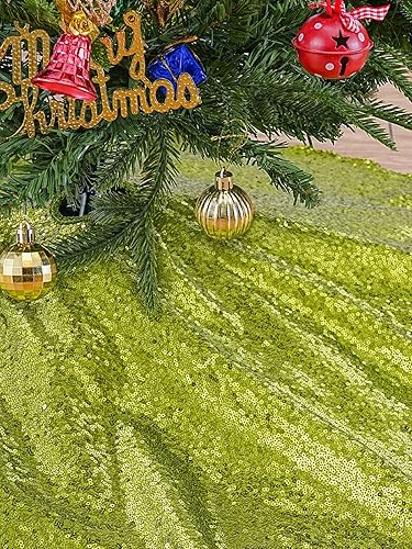 Miniatura 147 de Falda de árbol de Navidad de lentejuelas: Falda de árbol de bronce de 24 pulgadas, falda de satén con lentejuelas Falda de árbol pequeño