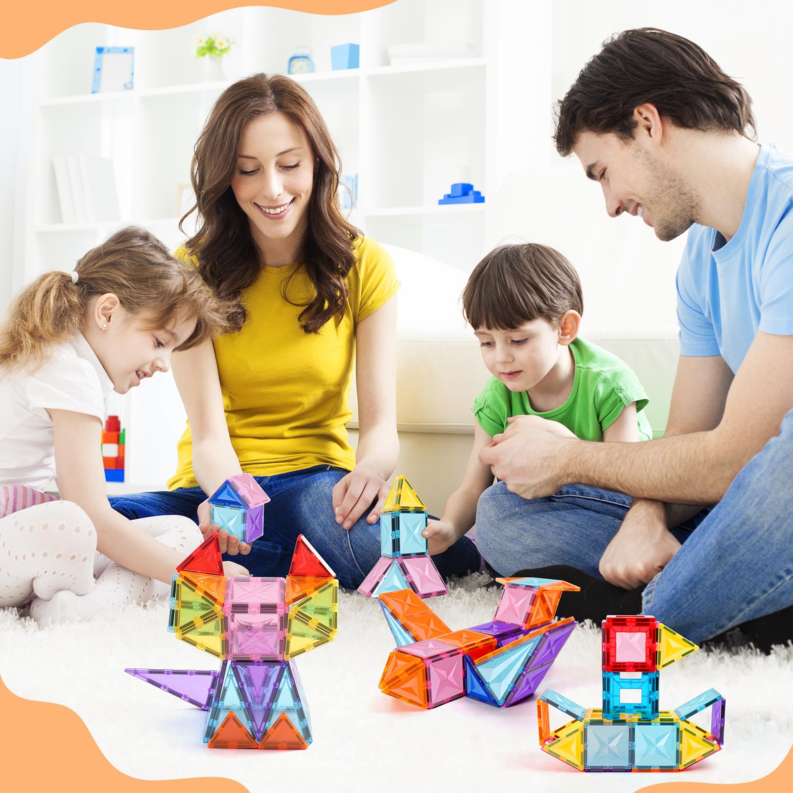 Blocchi Magnetici da Costruzione, set da 60 pezzi di Tessere Magnetiche da Costruzione, Giocattoli Costruzioni Magnetici, Regalo di Compleanno Natale per Bambini e Bambine dai 3 Anni in Su