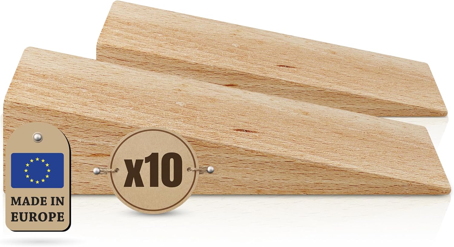 Tolux Wooden Wedges, Hardwood Wedge, Beech Wood Wedge, Wooden Doorstop, Handy Tool in Carpentry, Construction and Various DIY Projects, Size 125x45x30 mm / 4.92x1.77x1.18 in, Pack of 10 pcs