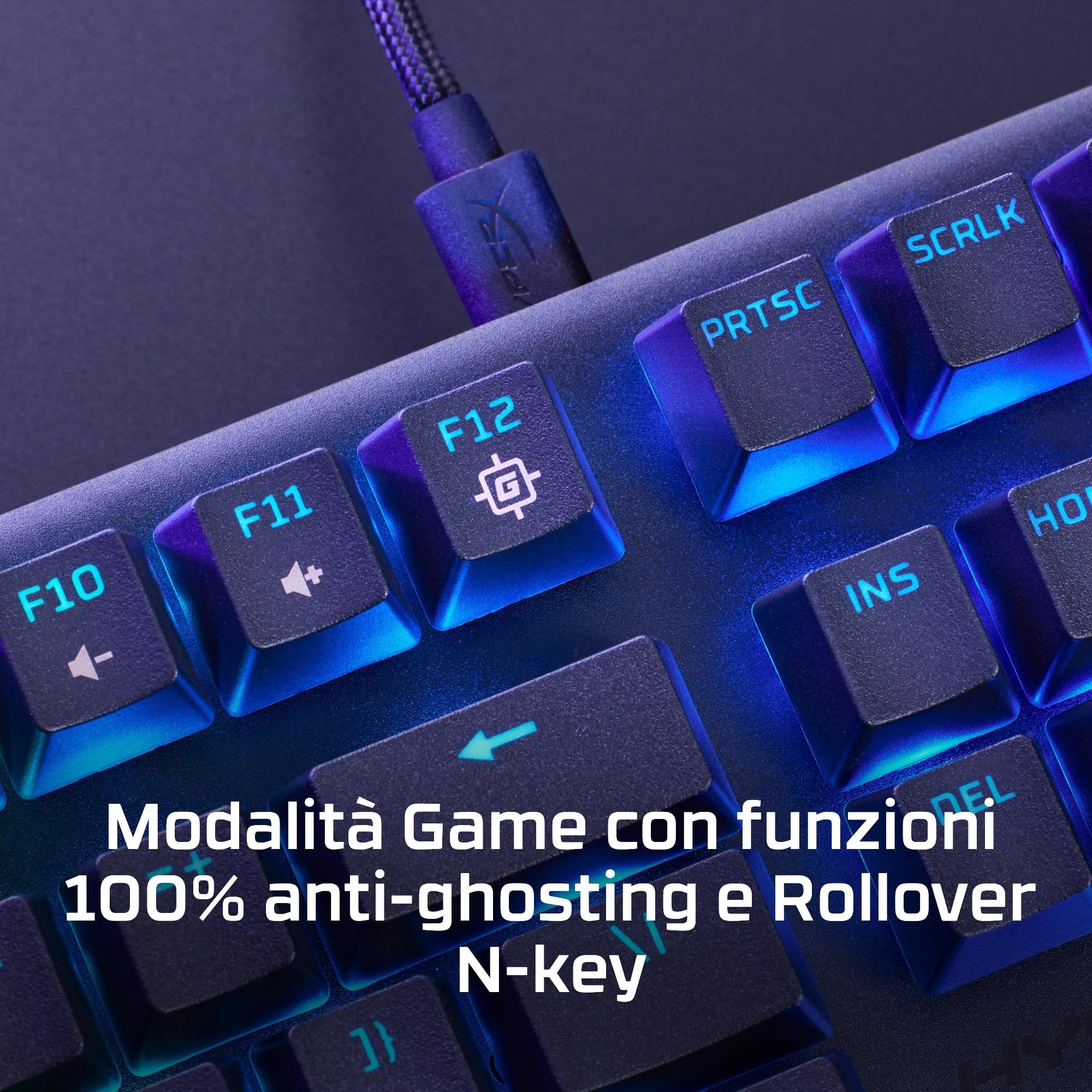 HyperX Alloy Origins Core PBT, Tastiera Meccanica da Gaming Cablata, Illuminazione RGB, Telaio Alluminio, 80 Milioni di Pressioni, Copritasti presenti, 3 Dispositivi Collegabili, Layout Inglese, Nera