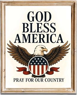 God Bless America Pray for Our Country - Patriotic Eagle Wall Art Print - American Decor for Home, Office or Den - Perfect Gift for Veterans, Patriots & Military Families - 8x10 UNFRAMED