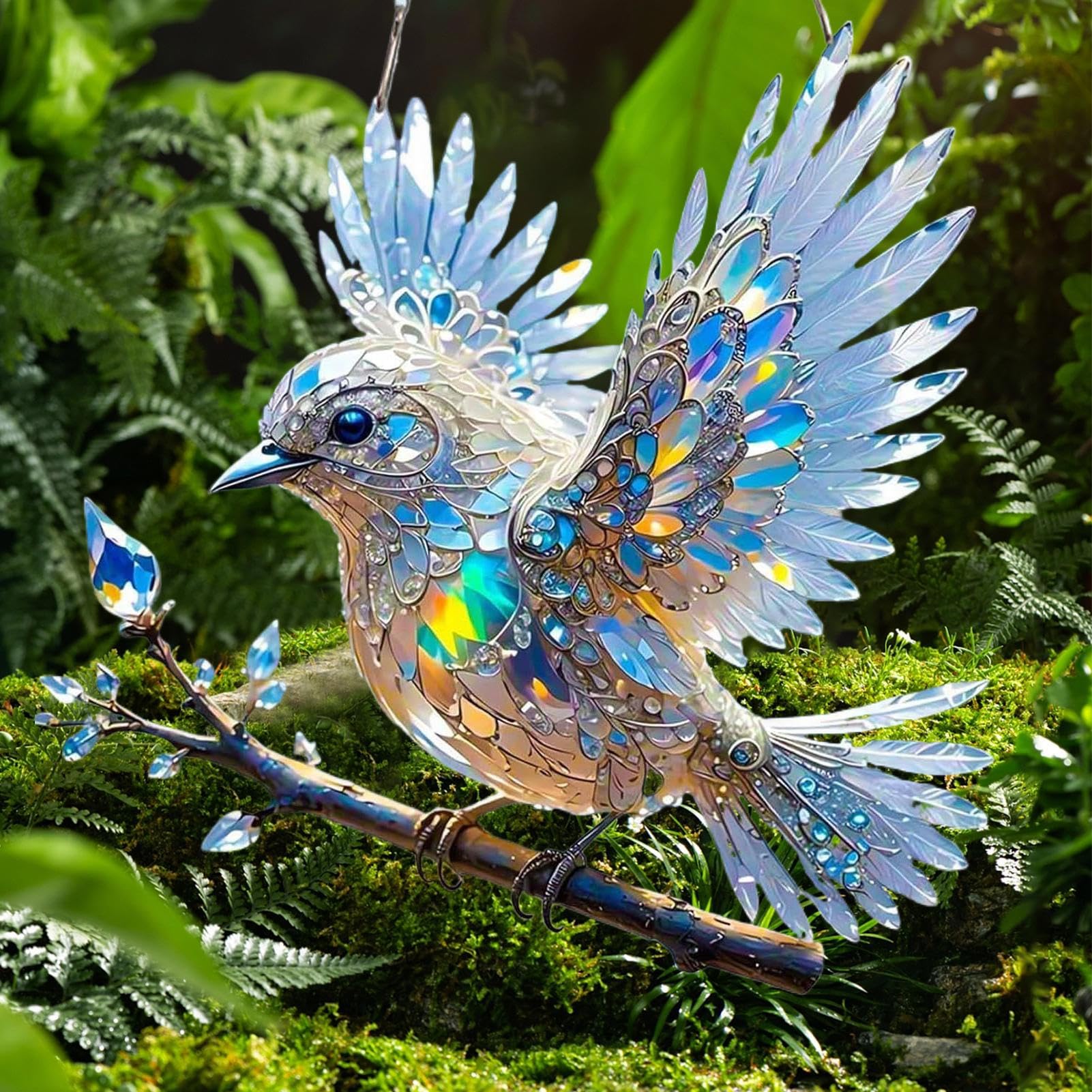 Buntglas-Sonnenfänger – Schmetterling & Kolibri, 16 Cm, Hängende Dekoration Für Fenster & Garten