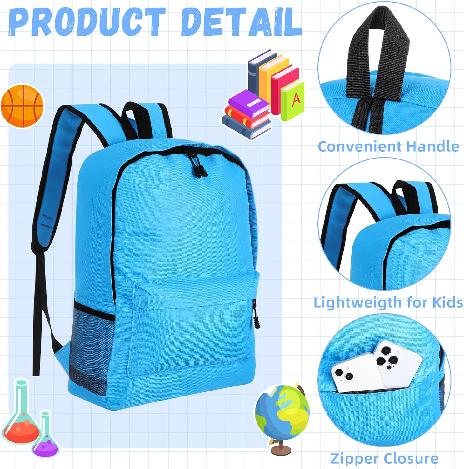 Paterr 24 Pack Backpack Bulk 17" School Backpacks Lightweight Book Bag in Bulk for Student Kids Travel Camping (Assorted Colors)