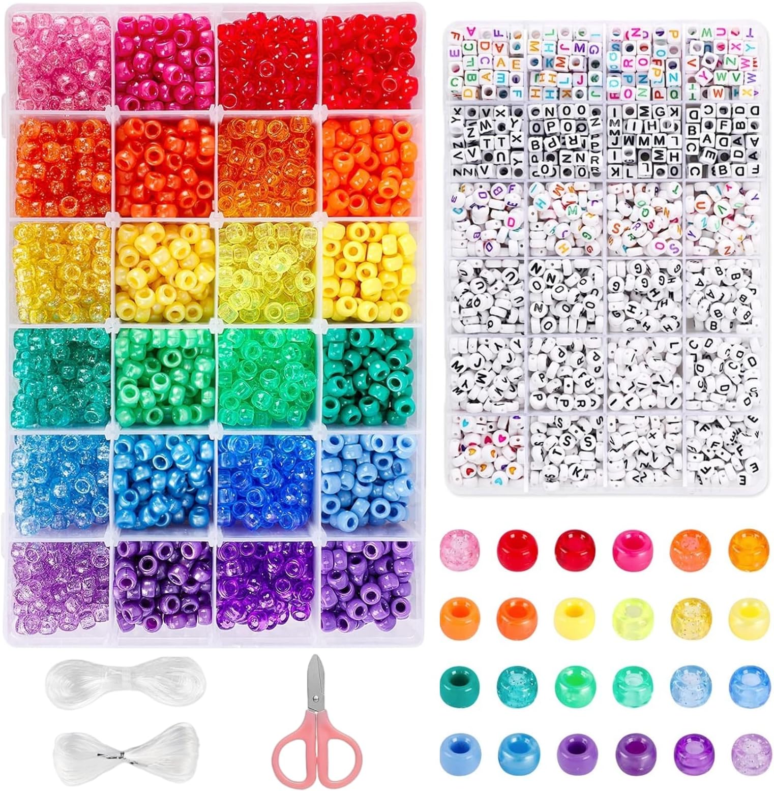 HiLLeo Friendship Bracelet Making Kit for Girls 4000pcs Pony Beads