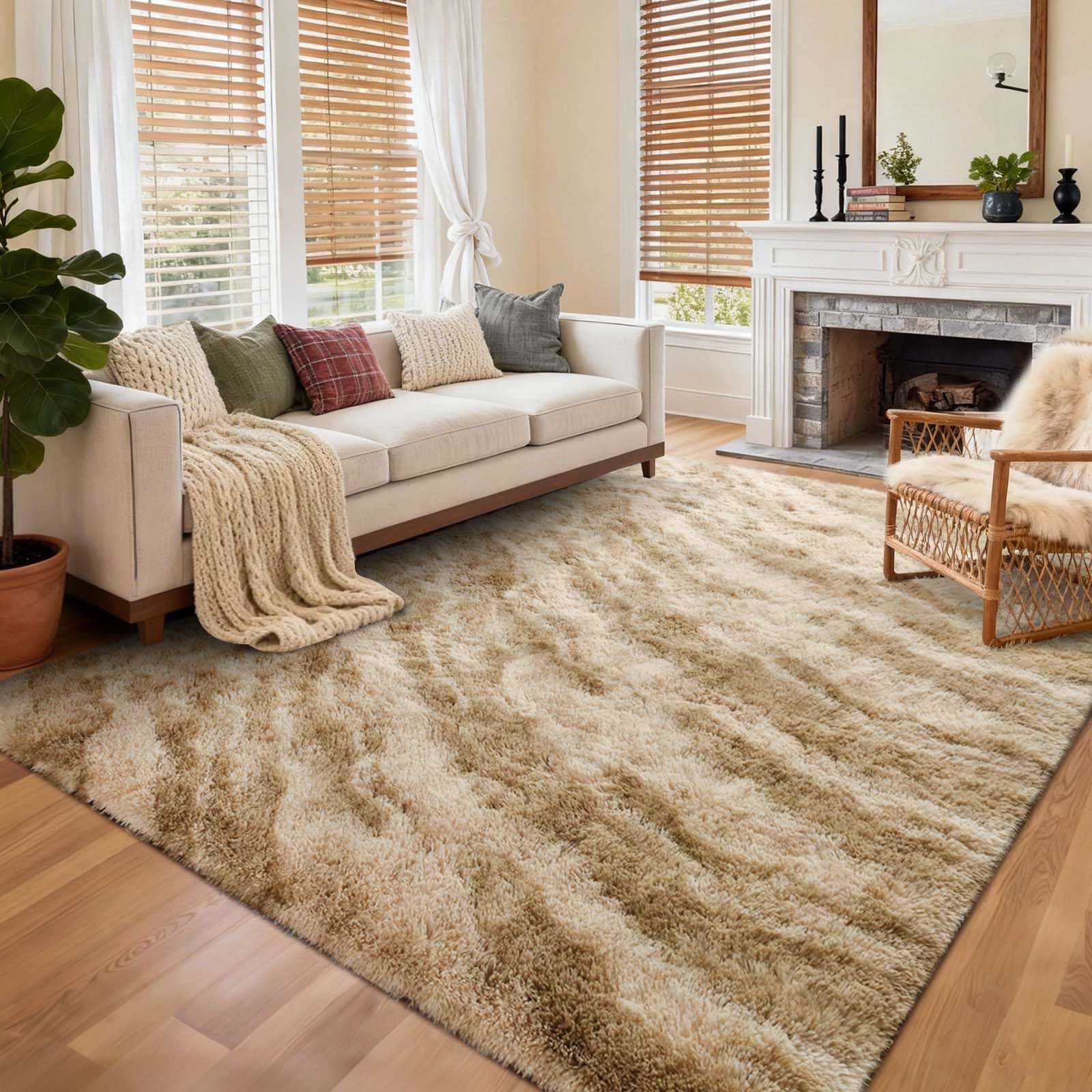 Area Rugs for Living Room, Tie-Dyed 6x9 Feet Soft Fluffy Shagg Plush Rug High Pile Large Indoor Modern Non-Slip Floor Carpet for Bedroom Nursery Kids