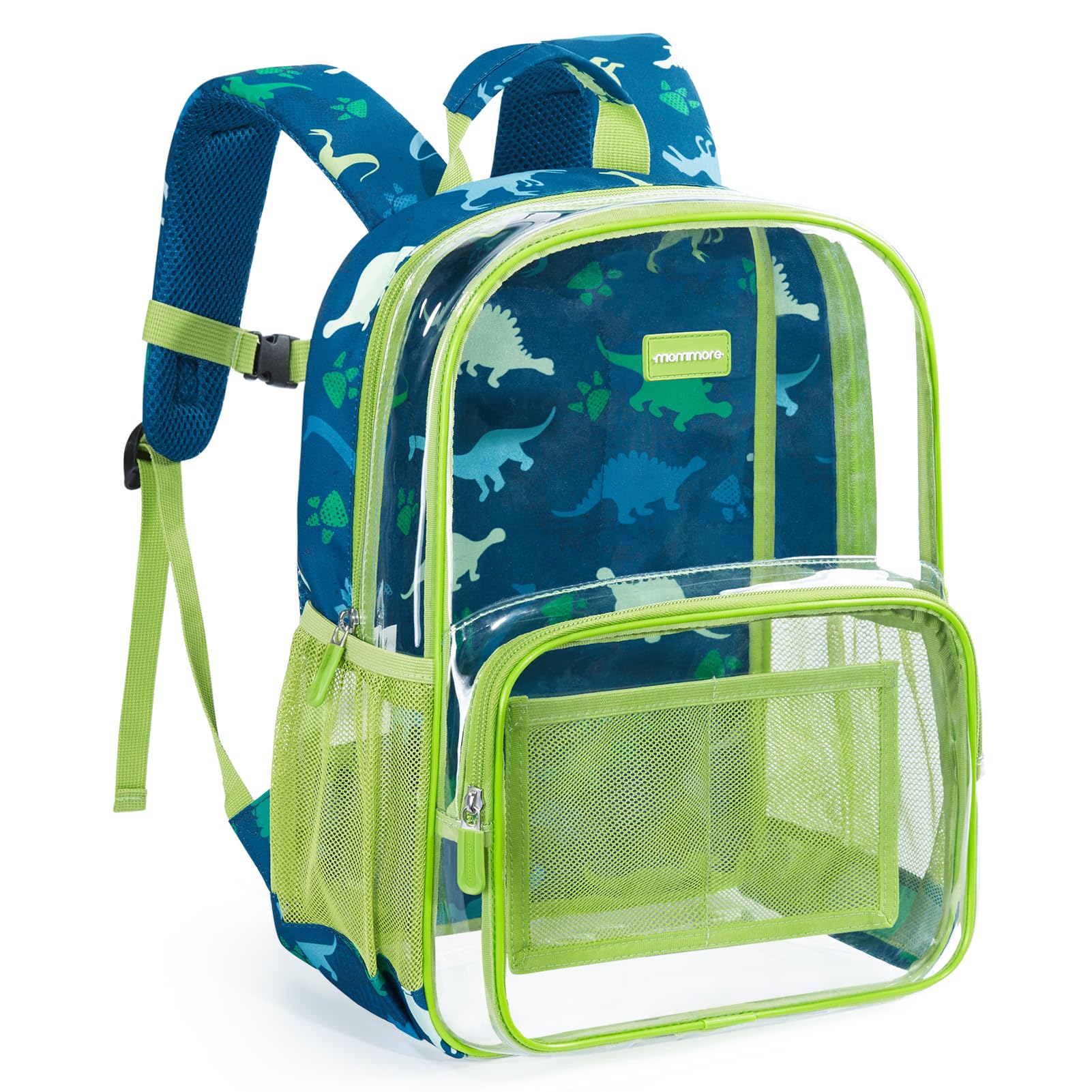 mommore Clear Backpack for Boys Kids Clear Bookbag for School Heavy Duty 15 Inch See Through Backpack Dinosaur Transparent Bag
