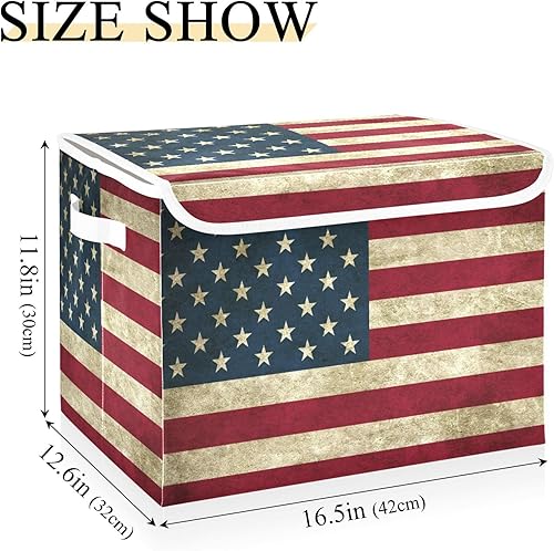 Miniatura 3 de xigua Contenedores de almacenamiento de la bandera estadounidense con tapas y asa de transporte, cajas de almacenamiento plegables, contenedores
