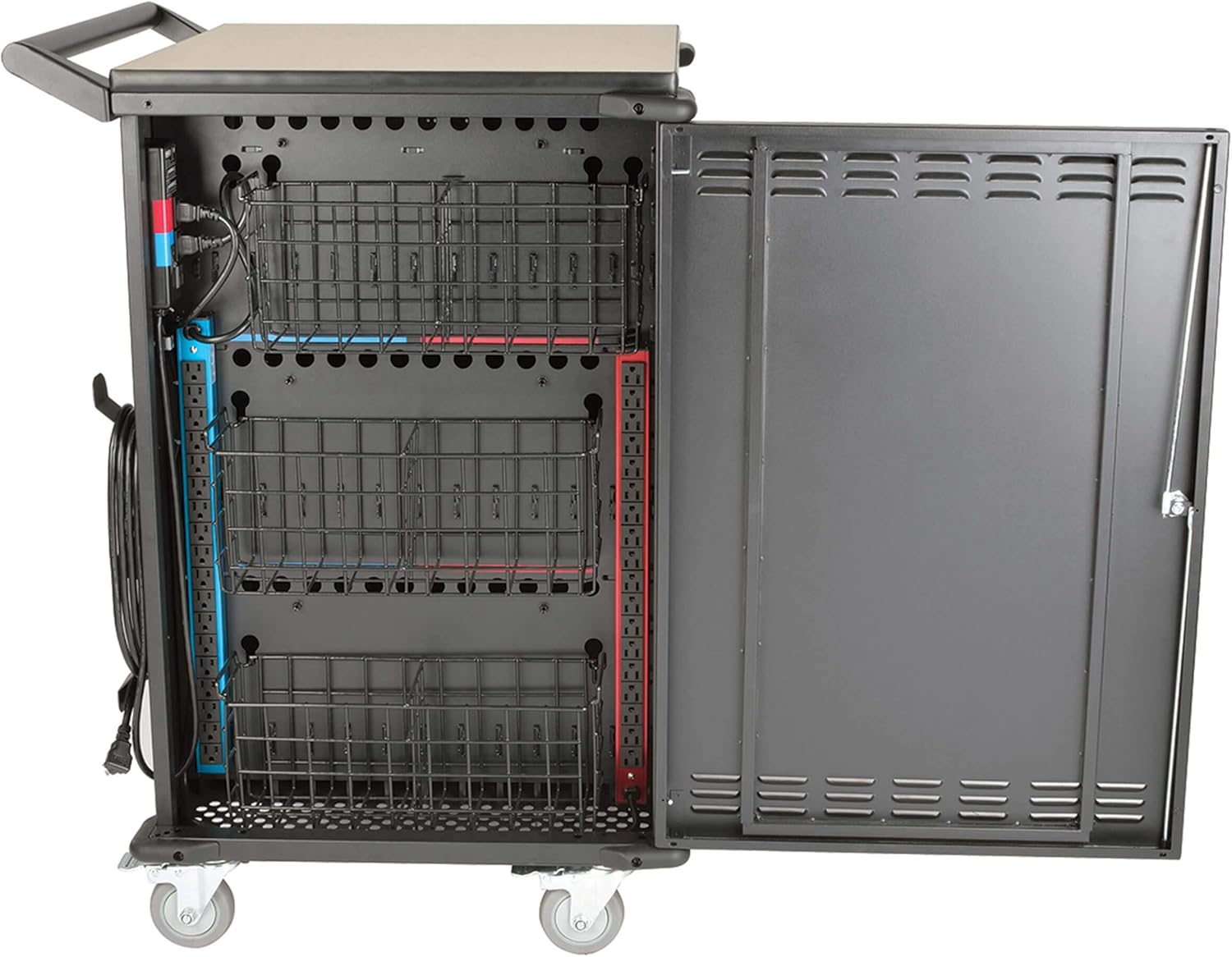 Tripp Lite 48-Port AC Mobile Charging Cart Storage Station for Chromebooks, iPads, Laptops, Tablets, Black (CSC48AC)