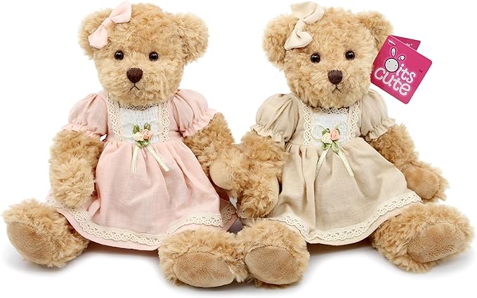 2 ositos de peluche suaves 28 cm, pareja, regalo, vintage miniatura 7