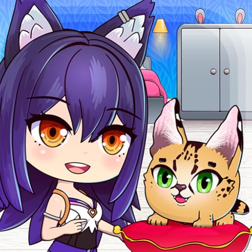 Menina Do Gato Com Projeto Interior Fofo Do Animal De Estimação