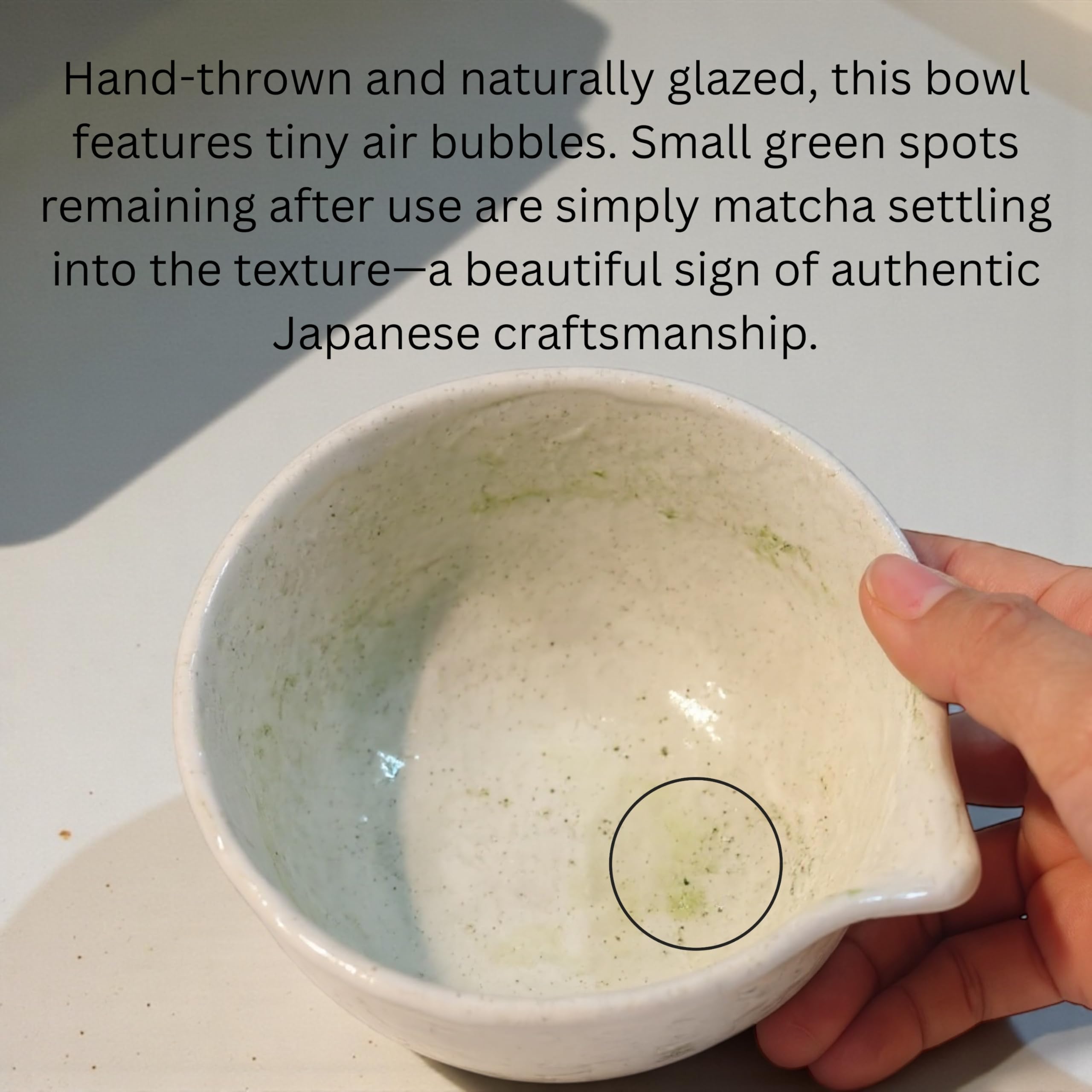 Shino Tataki Kataguchi Matcha-Schüssel, weiße Keramik, Minoyaki, traditioneller japanischer Stil, handgefertigt in Japan (Pink 2)
