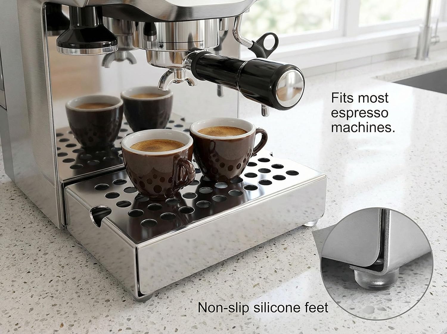 YOLOYO Coffee Espresso Cup Riser Stand, Coffee Drip Tray, Espresso Mug Riser Holder with Premium Stainless Steel for Espresso Machines, Height 50mm