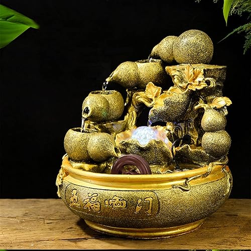 Miniatura 4 de Fuente de mesa de resina, fuente de mesa para interiores, cascada, hogar, oficina, Feng Shui, riqueza, decoración de la suerte, apertura de casa,