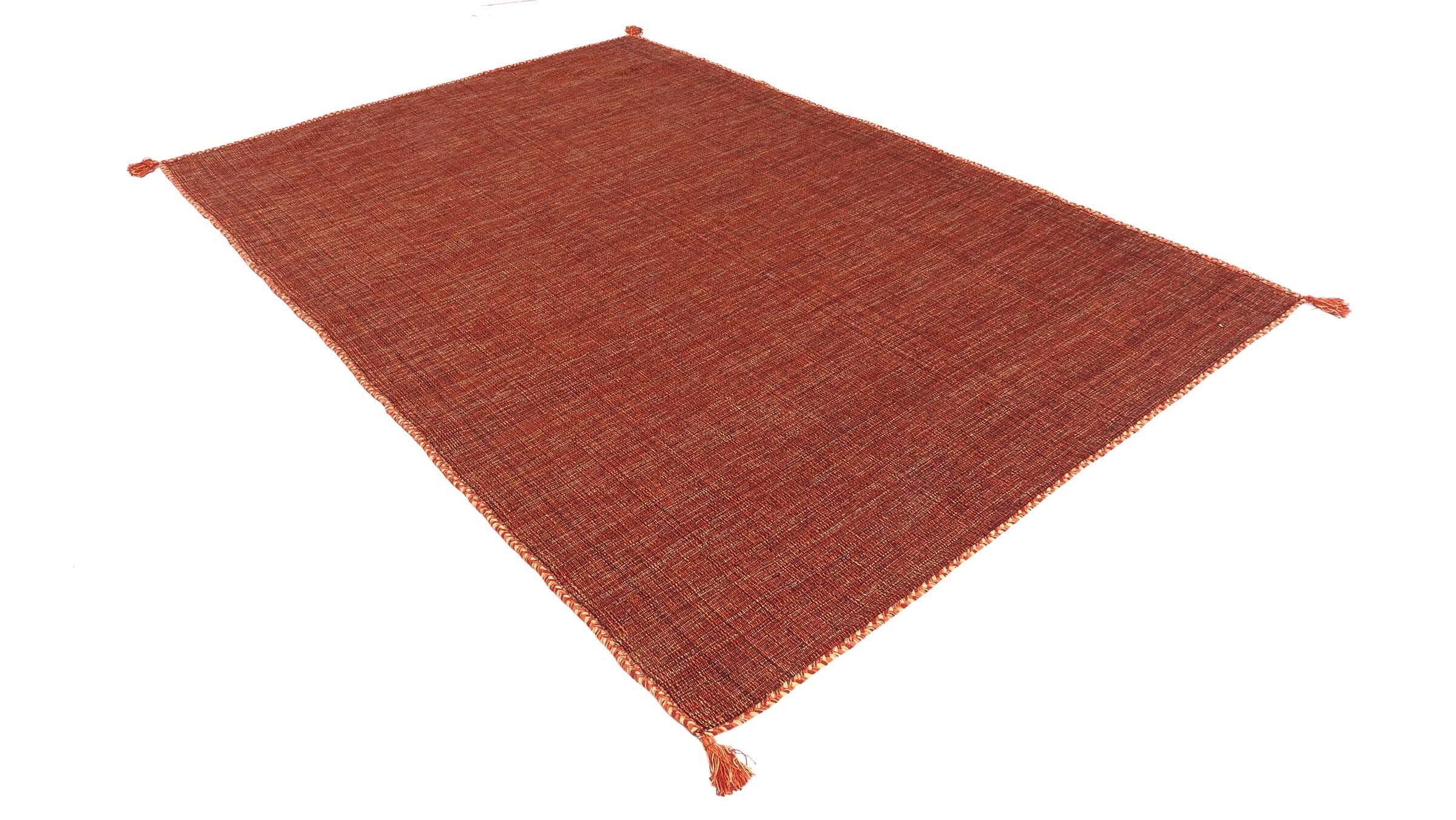 Kelim FRANSI Tapis uni tissé à la main, Tapis intérieur Orange 70 x 140 cm