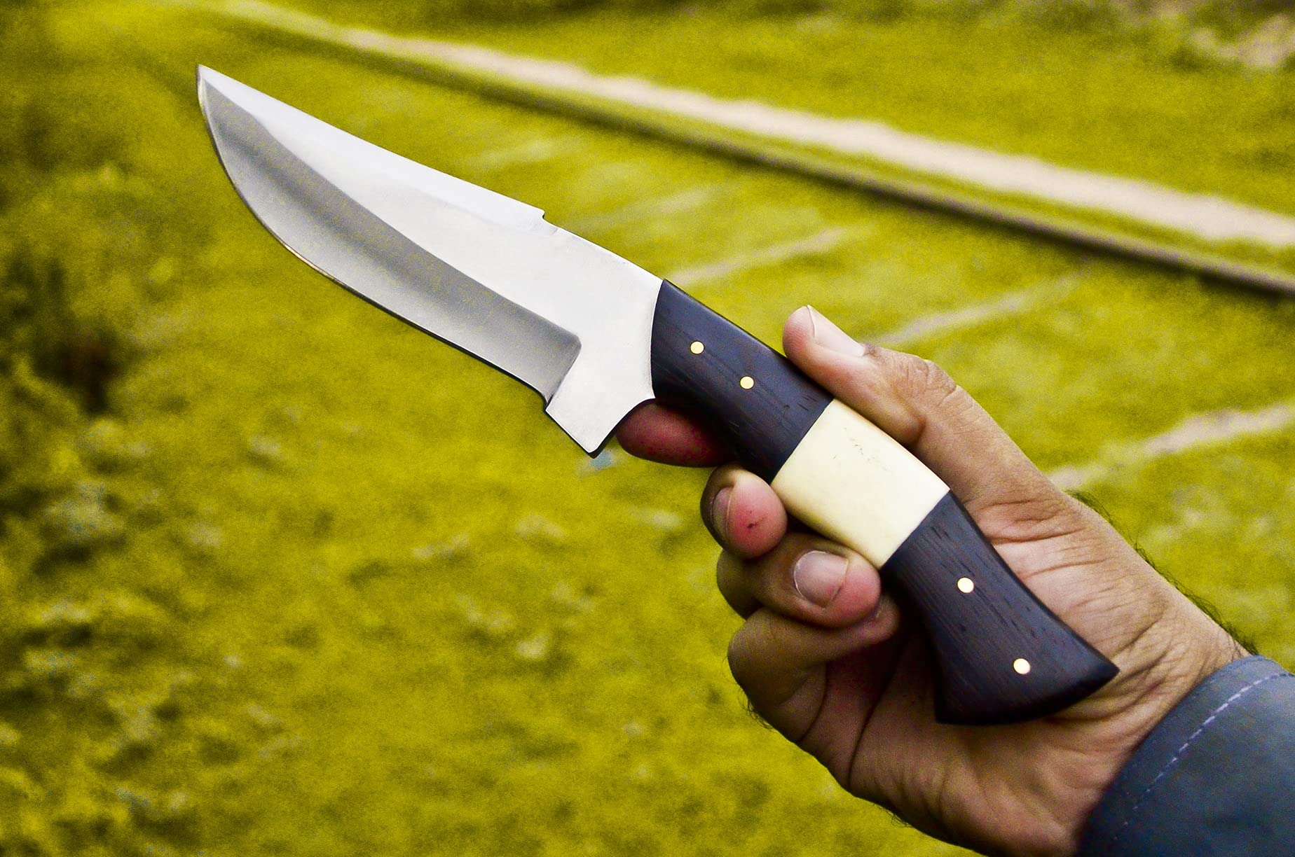 Nooraki HK-317 Handmade Camel Bone & Wenge Wood Hunting Survival Full Tang Knife 10' inches Overall, With Belt loop Premium quality Leather Sheath (D2 Steel)