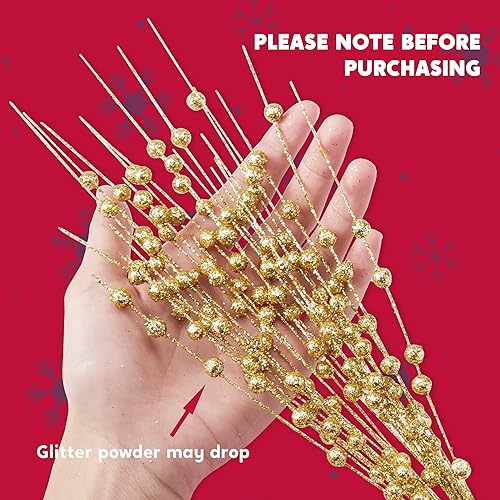 Vista 58 de Joiedomi 24 adornos artificiales de tallo de bayas de Navidad, palitos decorativos de cuentas, ramitas brillantes, para decoración de árbol de Azul