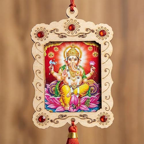 Miniatura 4 de LOVENSPIRE Adorno colgante hindú para automóvil, marco de fotos, espejo retrovisor, accesorios de decoración interior para salpicadero, Ganesha