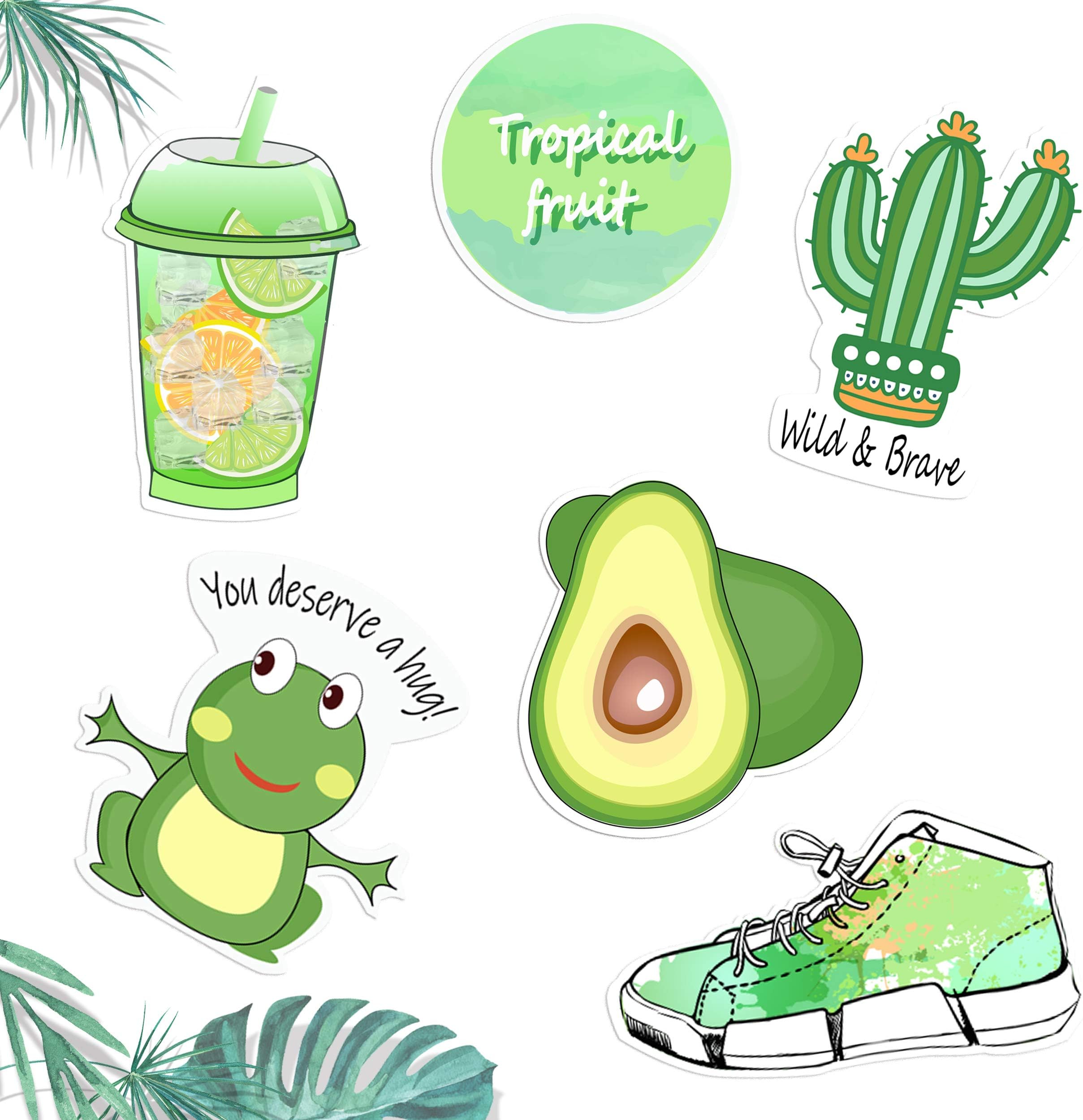Avocado Green Vinyl Sticker Series， Decal for Laptop MacBook Computer Phone Pad，Fresh and Elegant Emerald Cacti，Lemon Drinks, Perfect Decal in Summer!