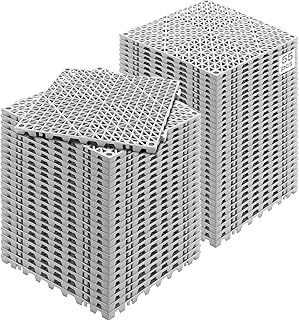 VEVOR Interlocking Tile 55PCS, Drainage Tiles 12" x 12" Splicing, Soft PVC Interlocking Drainage Floor Tiles, Non-Slip Drainage Holes for Restroom, Bathroom, Kitchen, Pool, Wet Areas, Grey